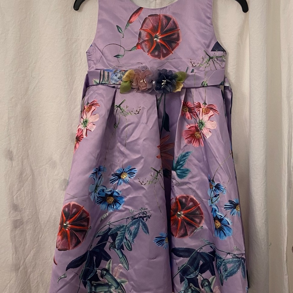 Elegant Floral Kids Dress in Lavender